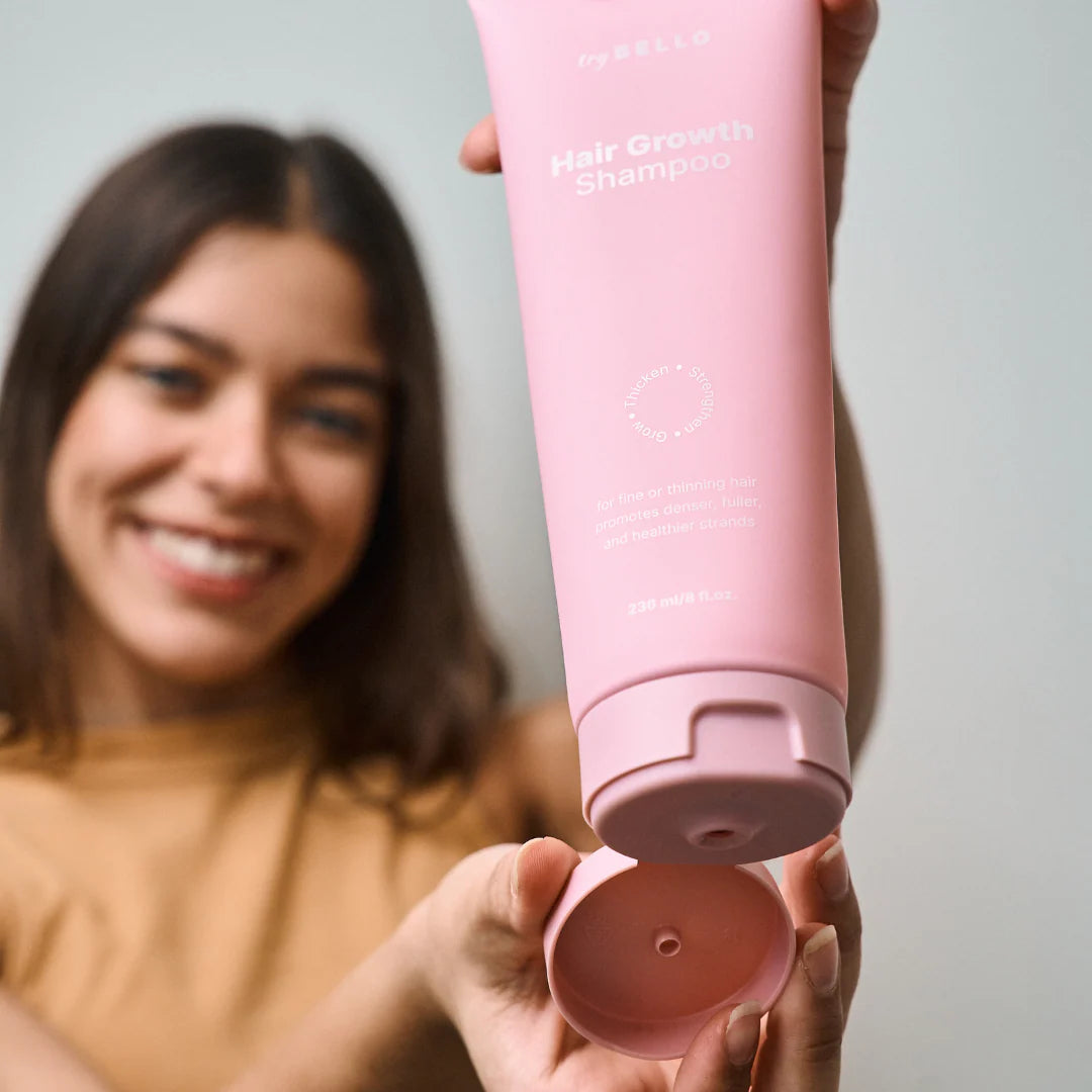 Customer using DHT shampoo for thinning hair
