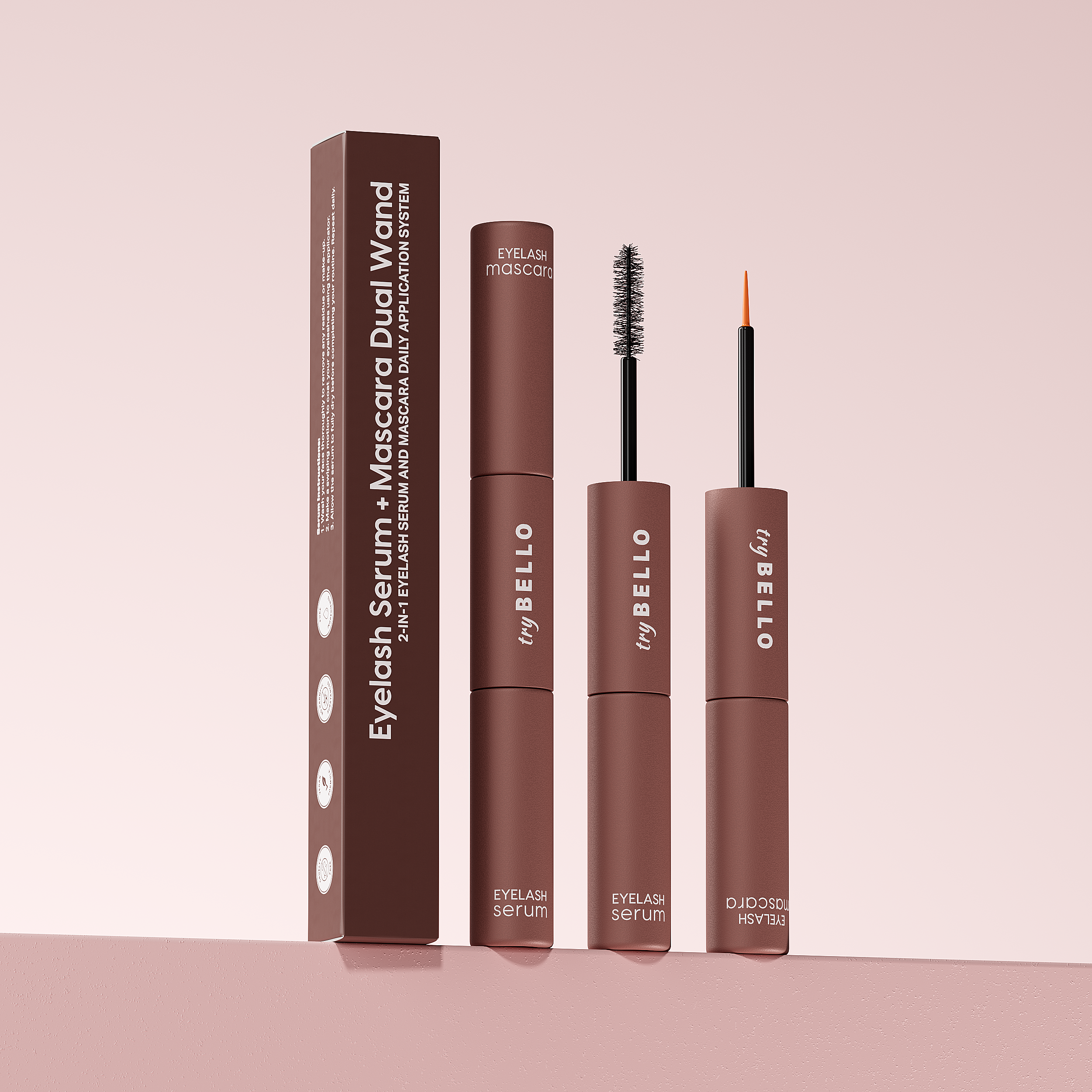Trybello 2-in-1 Eyelash Growth Serum + Mascara Dual Wand