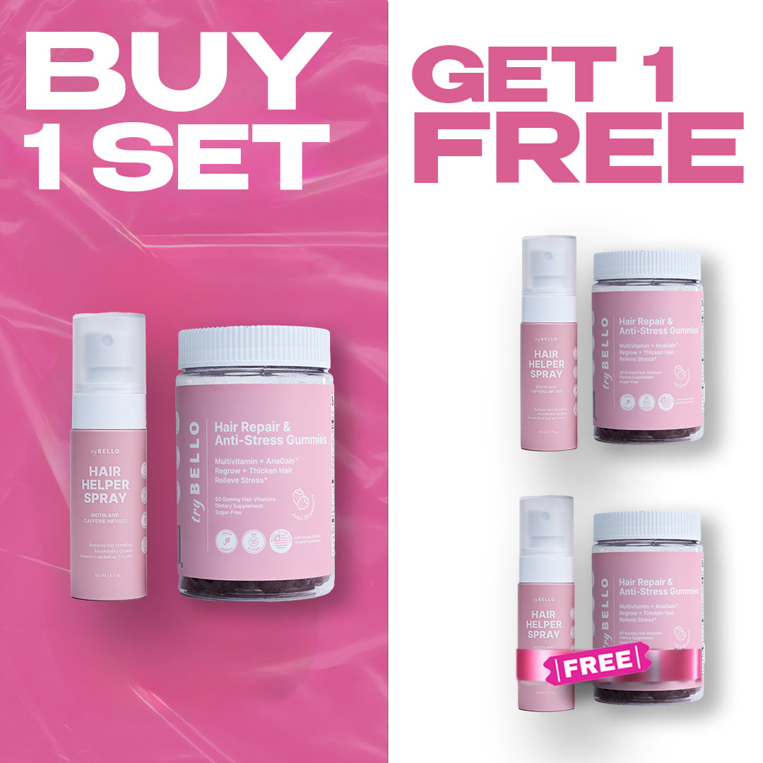 Hair Helper + Hair Repair & Anti-Stress Gummies Set BOGO