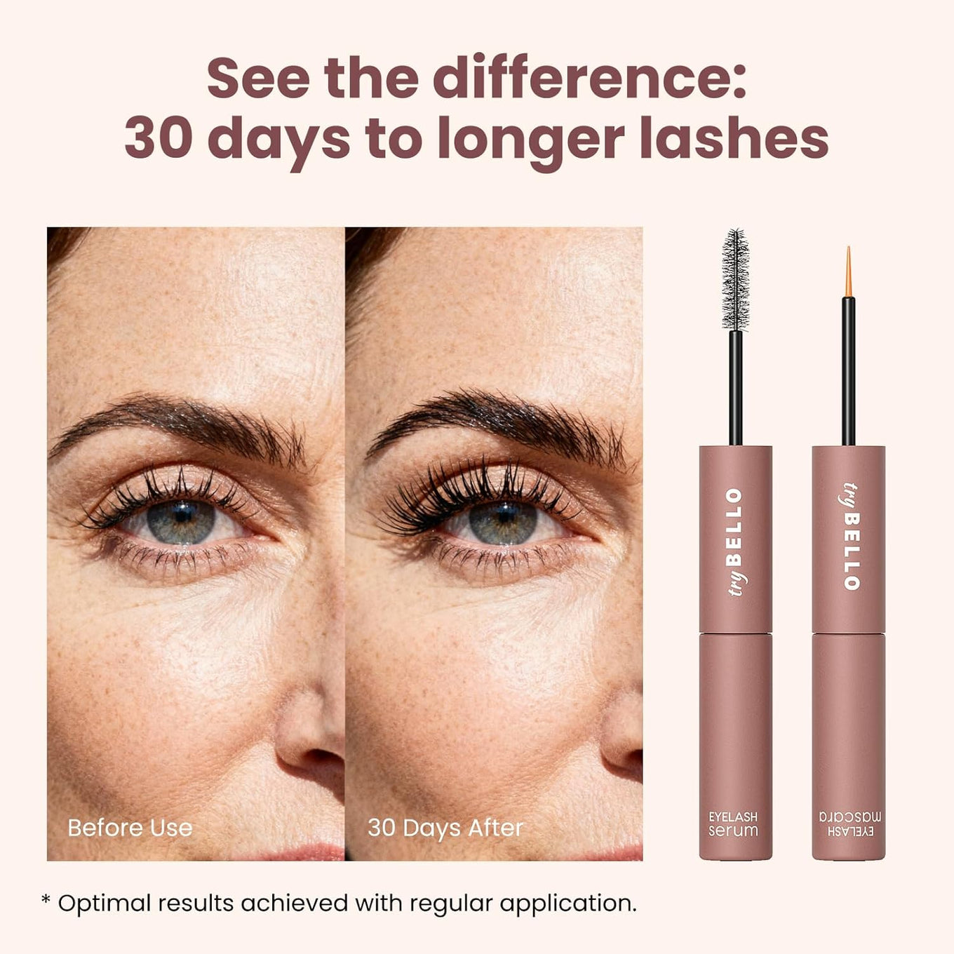 Trybello 2-in-1 Eyelash Growth Serum + Mascara Dual Wand