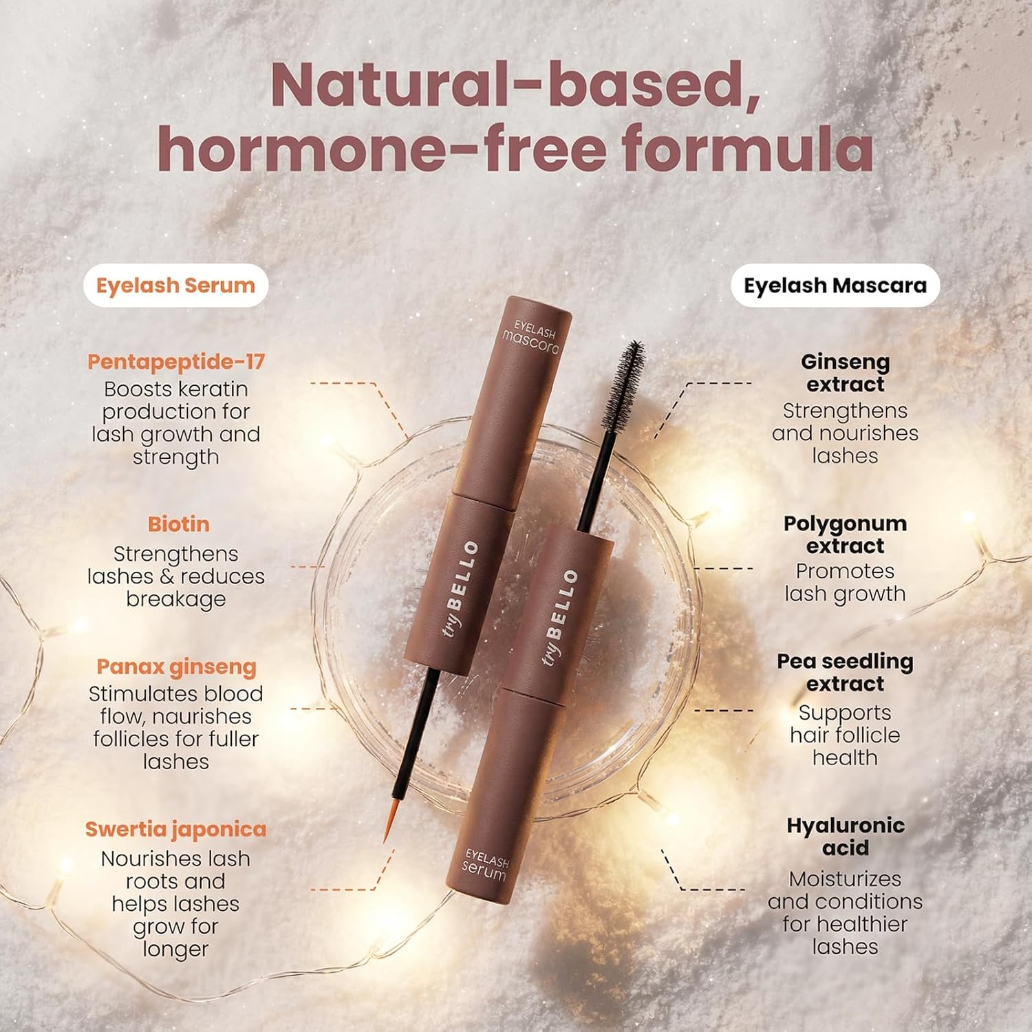 Trybello 2-in-1 Eyelash Growth Serum + Mascara Dual Wand