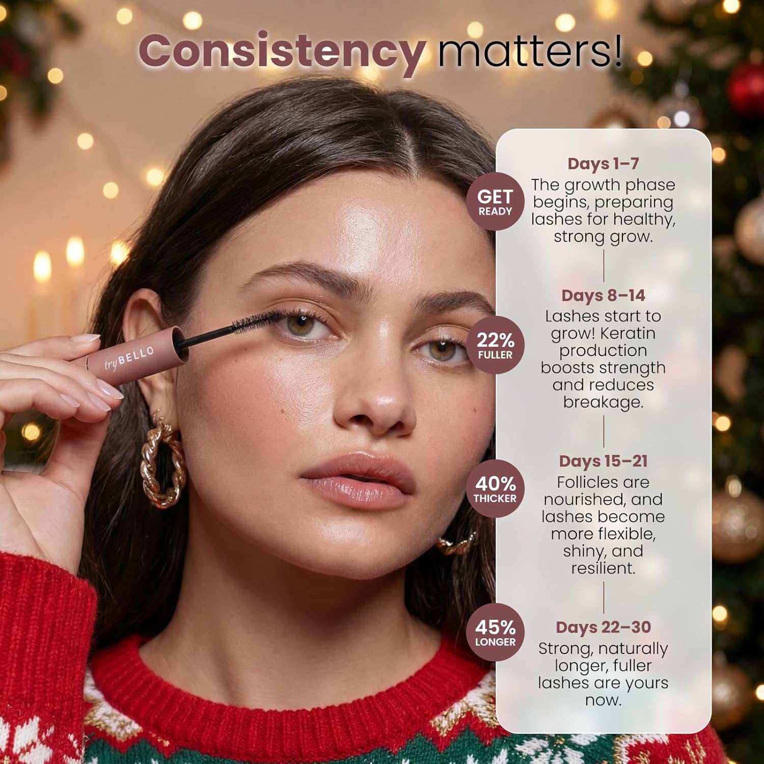 Trybello 2-in-1 Eyelash Growth Serum + Mascara Dual Wand