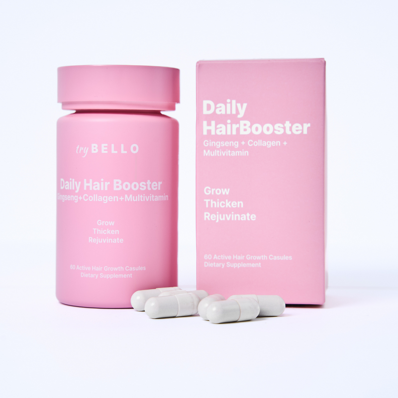 4 Months Supply - 4 Daily Hair Booster Capsules Bottles + FREE Dermaroller